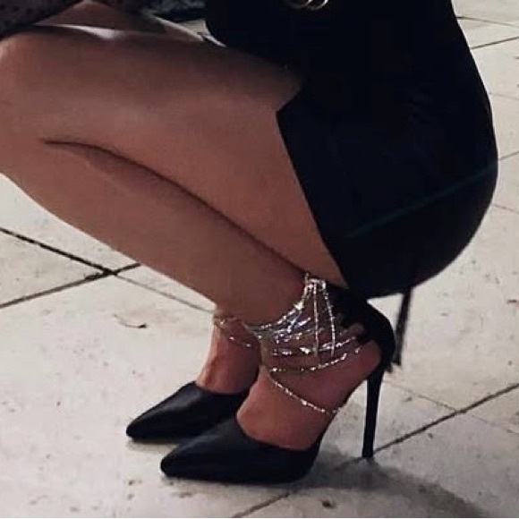 Azalea Wang Black Satin Sparkly Stiletto - Picture 7 of 7